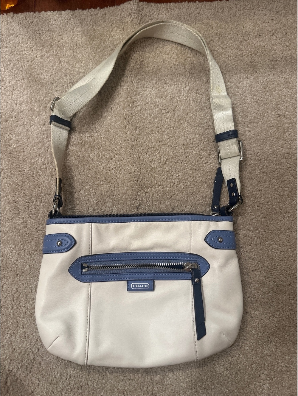 (2)Coach White and Blue Leather Crossbody Bag